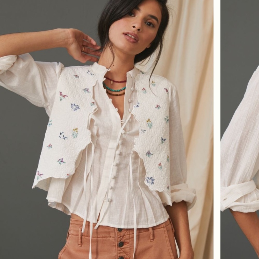 Anthropologie Garden Quilted Vest S/M